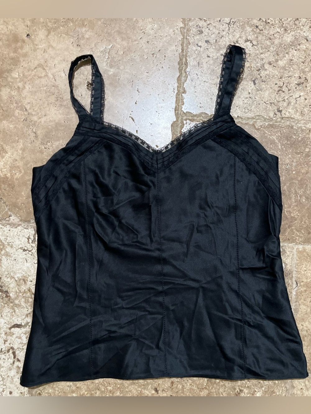 Ann Taylor Black Lace-Trim Bustier Camisole